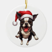 Custom Fun Boston Terrier Christmas Dog Keramik Ornament (Vorne)