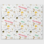 Custom Fun Cartoon DIY Tools Whitepaper Geschenkpapier (Flach)