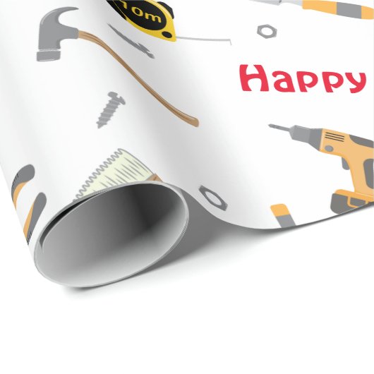 Custom Fun Cartoon DIY Tools Whitepaper Geschenkpapier (Rolleneckpunkt)