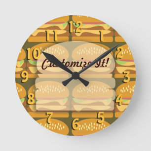 Custom Fun Cheeseburger Time Personality Fun Runde Wanduhr