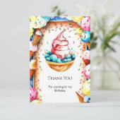 Custom Fun Creamy Ice Cream Geburtstag Dankeskarte (Stehend Vorderseite)