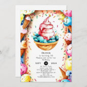 Custom Fun Creamy Ice Cream Geburtstag Einladung (Vorne/Hinten)