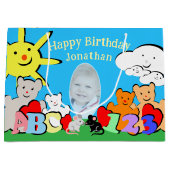 Custom Fun Cute Animals Birthday Große Geschenktüte (Vorderseite)