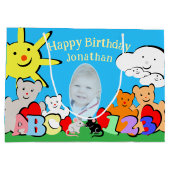 Custom Fun Cute Animals Birthday Große Geschenktüte (Rückseite)