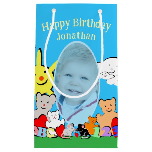 Custom Fun Cute Animals Birthday Kleine Geschenktüte (Vorderseite)
