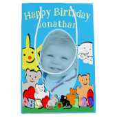 Custom Fun Cute Animals Birthday Mittlere Geschenktüte (Vorderseite)