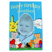 Custom Fun Cute Animals Birthday Mittlere Geschenktüte (Rückseite)