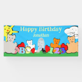 Custom Fun Cute Animals Birthday Party Banner (Horizontal)