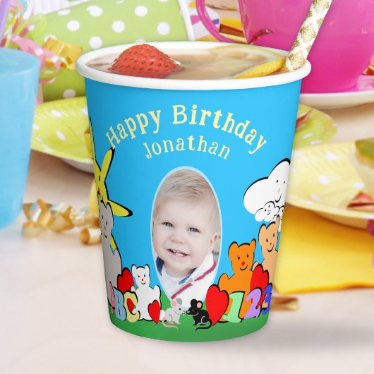 Custom Fun Cute Animals Birthday Party  Pappbecher