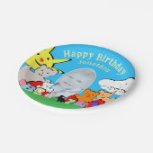 Custom Fun Cute Animals Birthday Party Pappteller (Schrägansicht)