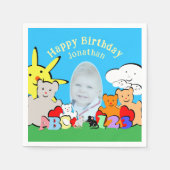 Custom Fun Cute Animals Birthday Party Serviette (Vorderseite)