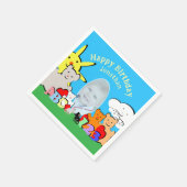 Custom Fun Cute Animals Birthday Party Serviette (Ecke)