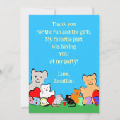 Custom Fun Cute Animals Birthday Thank You Card Einladung (Rückseite)