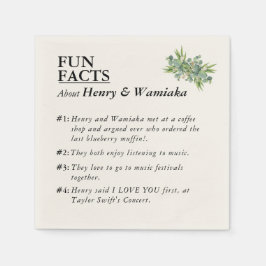 Custom FUN FACT of Groom & Bride Wedding Napkins Serviette