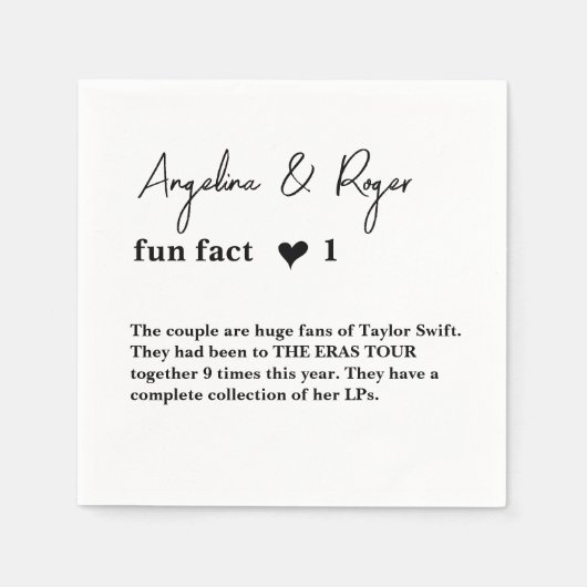 Custom Fun Fakt Napkins Moderne Skripthochzeit Serviette (Vorderseite)