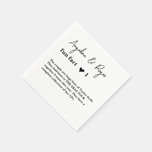 Custom Fun Fakt Napkins Moderne Skripthochzeit Serviette (Ecke)