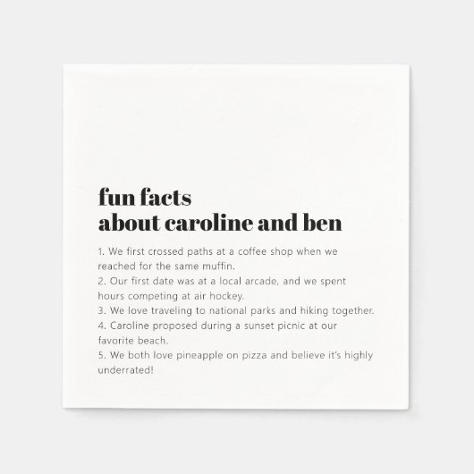 Custom Fun Fakten Brautgroom Hochzeit Schwarz-weiß Serviette (Vorderseite)