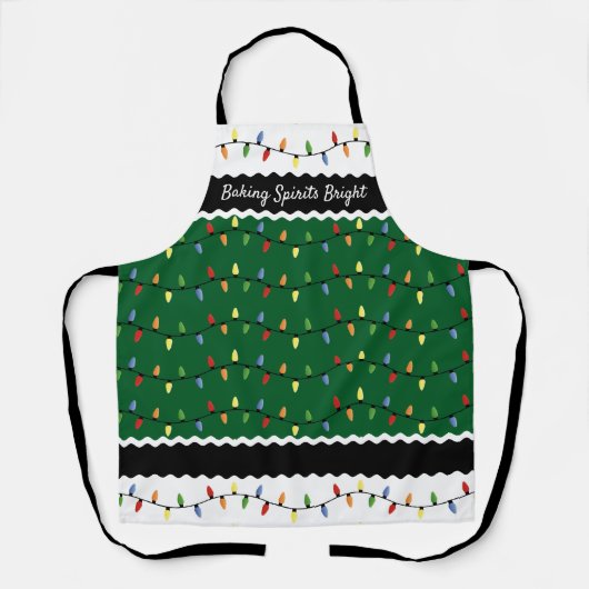 Custom Fun Festive Weihnachtsbaum Lichter Muster Schürze (Vorderseite)