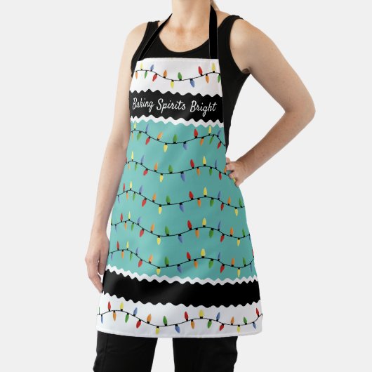 Custom Fun Festive Weihnachtsbaum Lichter Muster Schürze (InSitu)