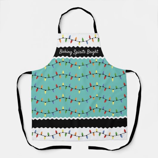 Custom Fun Festive Weihnachtsbaum Lichter Muster Schürze (Vorderseite)