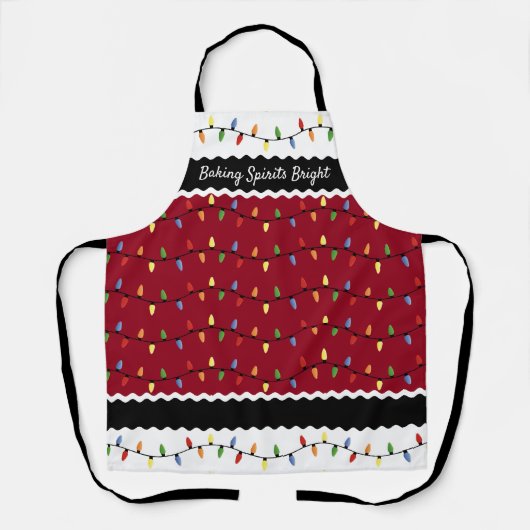 Custom Fun Festive Weihnachtsbaum Lichter Muster Schürze (Vorderseite)