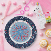 Custom Fun Fireworks 4. Juli Red White Blue Pappteller (Party)