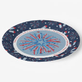 Custom Fun Fireworks 4. Juli Red White Blue Pappteller (Schrägansicht)
