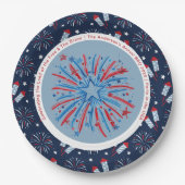 Custom Fun Fireworks 4. Juli Red White Blue Pappteller (Vorderseite)