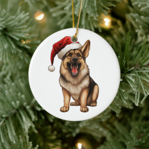 Custom Fun German Shepherd Christmas Dog Keramik Ornament