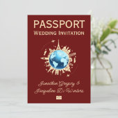 Custom Fun Globe Reisepass Hochzeit Einladung (Stehend Vorderseite)