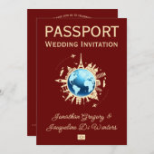 Custom Fun Globe Reisepass Hochzeit Einladung (Vorne/Hinten)