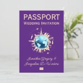 Custom Fun Globe Reisepass Hochzeit Einladung (Stehend Vorderseite)