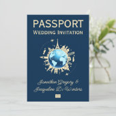 Custom Fun Globe Reisepass Hochzeit Einladung (Stehend Vorderseite)