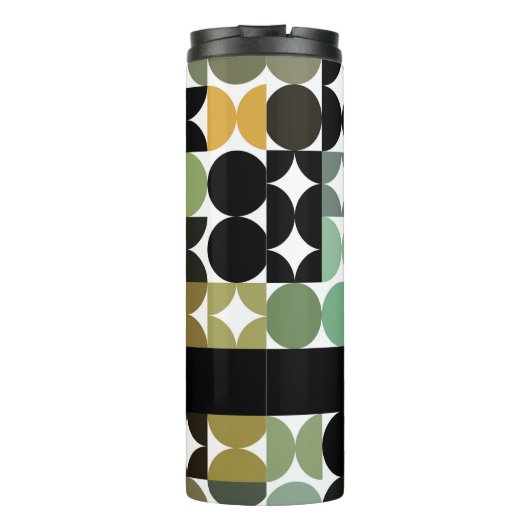 Custom Fun Grey Green Mustard Taupe Brown Muster Thermosbecher (Rückseite)