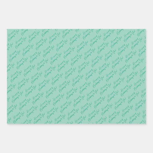 Custom Fun Happy Birthday Pattern Pink Blau Grün Geschenkpapier Set (Vorderseite 3)