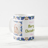 Custom Fun Jolly Blue Weihnachtsmuster Foto Tee Kaffeetasse (Vorderseite Links)