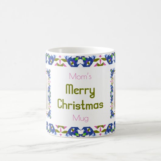 Custom Fun Jolly Blue Weihnachtsmuster Foto Tee Kaffeetasse (Mittel)