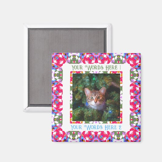 Custom Fun Jolly Red Festive Erstes Weihnachtsfest Magnet (Vorderseite/Rückseite)