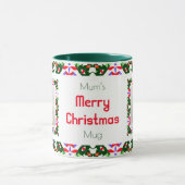 Custom Fun Jolly Weihnachts Grün Muster Foto Tee Tasse (Zentrum)