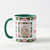 Custom Fun Jolly Weihnachts Grün Muster Foto Tee Tasse (Links)