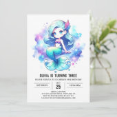 Custom Fun Mermaid Geburtstag Einladung (Stehend Vorderseite)