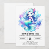 Custom Fun Mermaid Geburtstag Einladung (Vorne/Hinten)