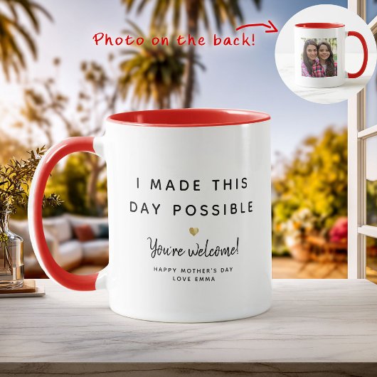 Custom Fun Mother's Day Foto Spaß Gold Heart Tasse