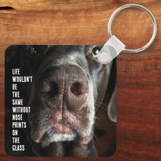 Custom Fun Nah-Up Foto Chocolate Labrador Schlüsselanhänger (Rückseite)