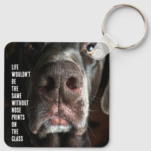 Custom Fun Nah-Up Foto Chocolate Labrador Schlüsselanhänger (Rückseite)