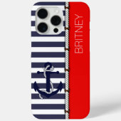 Custom Fun Navy Blue Streifen hell rot Case-Mate iPhone Hülle (Rückseite)