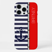 Custom Fun Navy Blue Streifen hell rot iPhone Hülle (Rückseite)