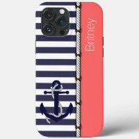 Custom Fun Navy Blue Stripe Koralle Rosa Rosa