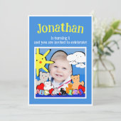 Custom Fun Niedlicher Tiere Geburtstagsparty Einladung (Stehend Vorderseite)