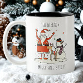Custom Fun Santa Snowman Rentier Weihnachtsweihe Zweifarbige Tasse